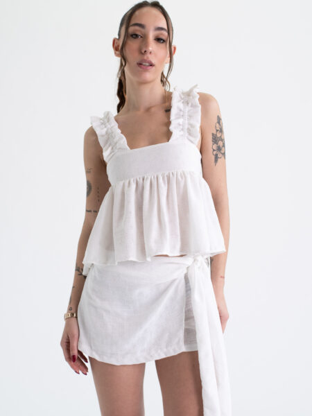 [04014] Skort tipo Pareo para Atar Lino Texturado