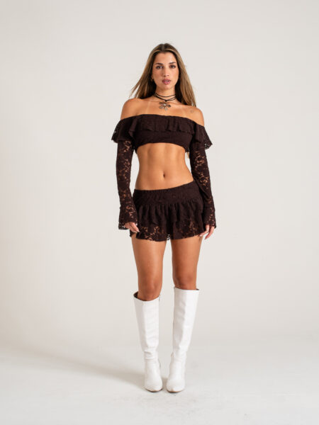 [04049] Pollera de Volados Encaje Harlem