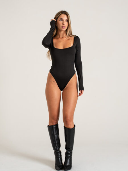 [03052] Body ML Escote Cuadrado Profundo Microfibra