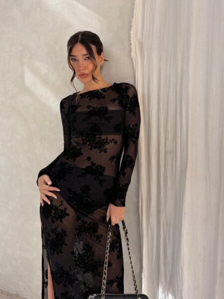[06110] Vestido Largo ML Flock Brescia