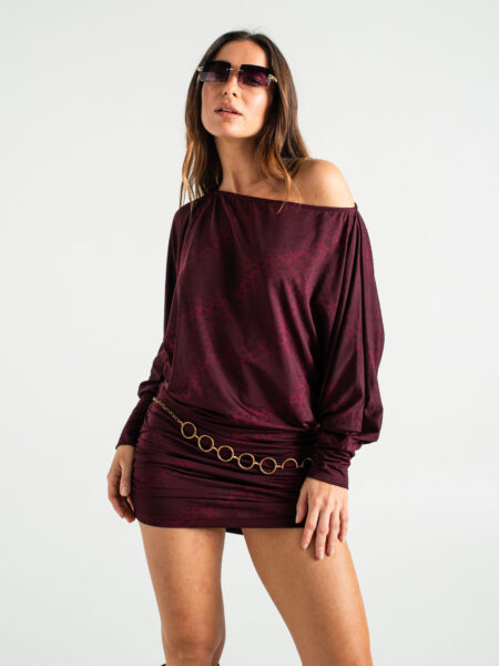 [06120] Vestido Manga Ancha con Puño Microfibra Print