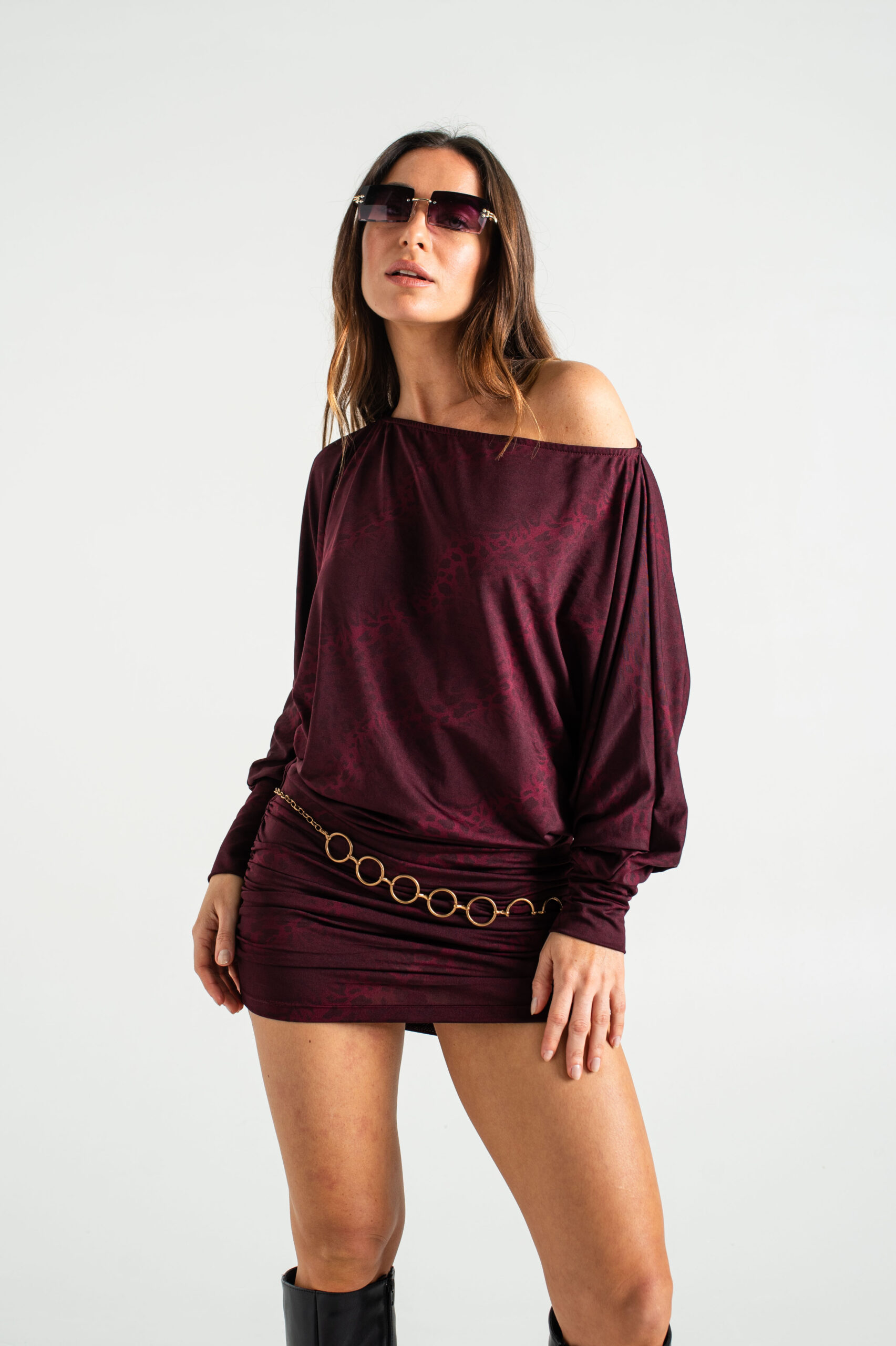 [06120] Vestido Manga Ancha con Puño Microfibra Print